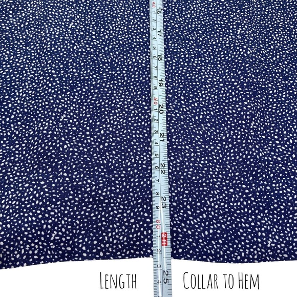 H&M Size 14 Women’s Blouse Top Navy Blue Polkadots print 3/4 sleeve lightweight - Picture 9 of 11